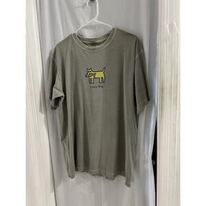 Life Is Good Green Men’s Lucky Dog Graphic Print Short Sleeve Tee Sz L